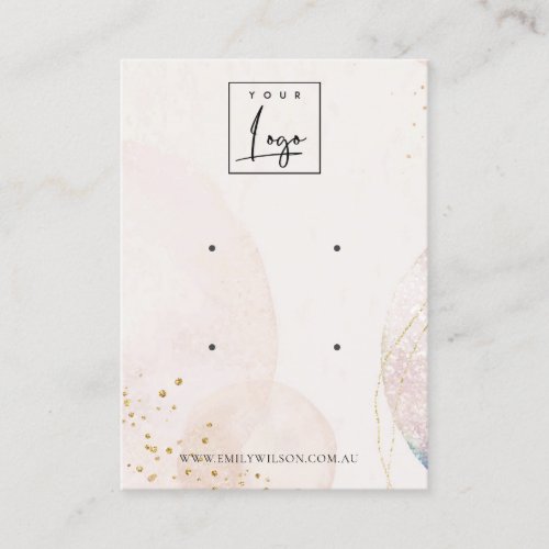 Blush Gold Watercolor Logo 2 Earring Display Business Card