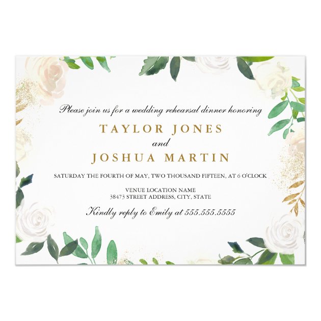 Blush Gold Watercolor Rehearsal Dinner Invite