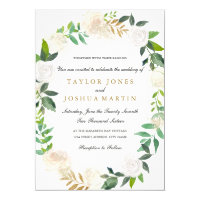 Blush Gold Watercolor Wreath Wedding Invitation