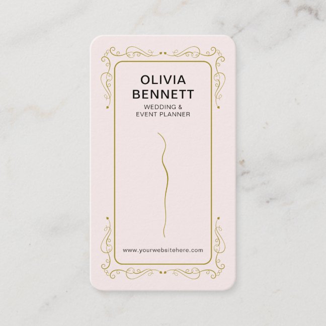 Blush Gold Wedding Event Planner Elegant Business Card