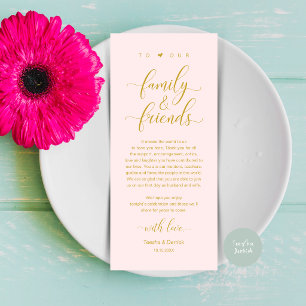 Blush Gold Wedding Place Setting Thank You Card