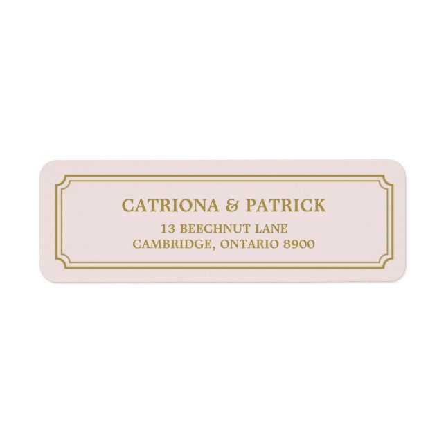 Blush & Gold Whimsical Script Address Label (Front)