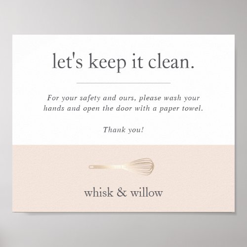 Blush  Gold Whisk Bakery Bathroom Handwashing Poster