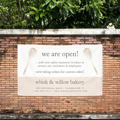 Blush  Gold Whisk Bakery Business Reopening Banner
