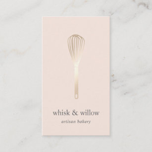 Blush & Gold Whisk   Bakery   Chef   Caterer Business Card