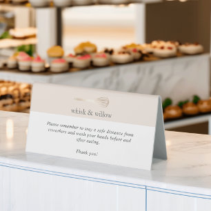 Blush & Gold Whisk   Bakery Covid Safety Breakroom Table Tent