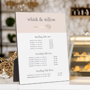 Blush & Gold Whisk   Bakery Menu or Price List Plaque