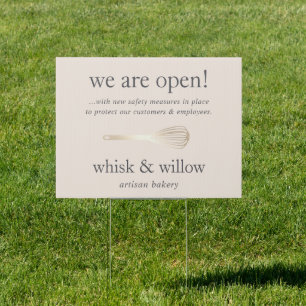 Blush & Gold Whisk Bakery Reopening Sign