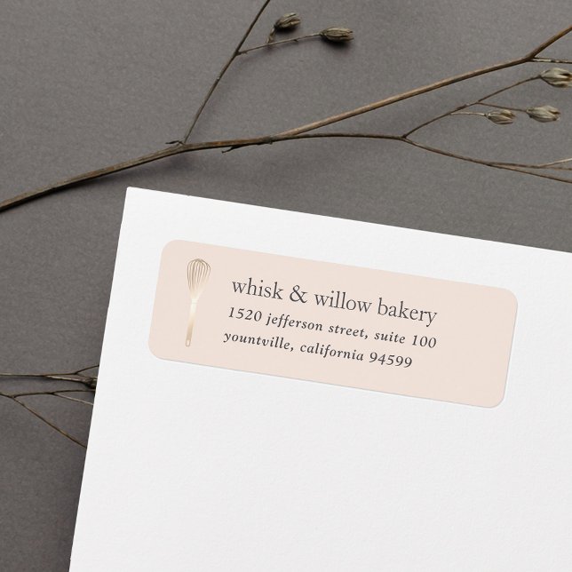 Blush & Gold Whisk Bakery Return Address Label (Creator Uploaded)