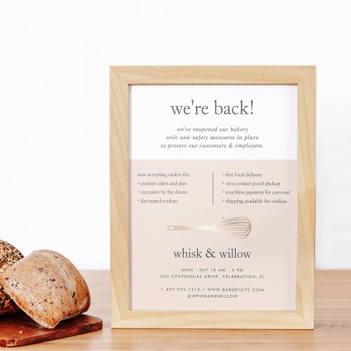 Blush  Gold Whisk Business Reopening Poster