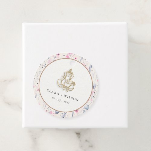 Blush Gold Wildflower Ganesh Indian Wedding Favor Tags