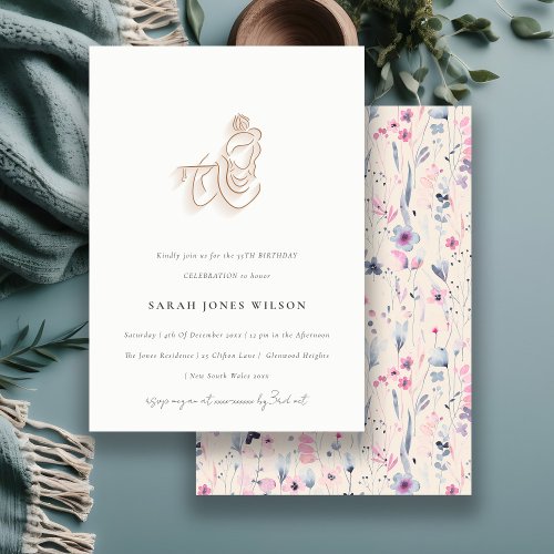 Blush Gold Wildflower Krishna Indian Birthday Invitation