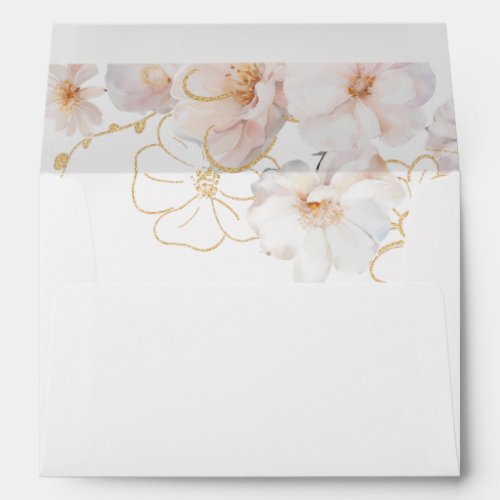 Blush Gold Wildflowers Elegant Enchanted Wedding  Envelope