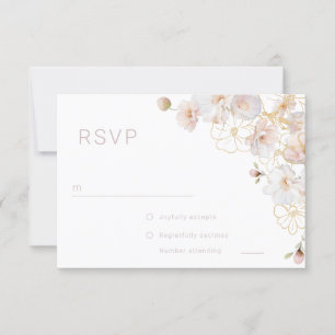 Blush & Gold Wildflowers Elegant Wedding RSVP Card