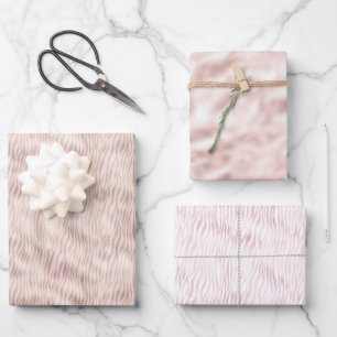 Blush Gold Zebra Print Wrapping Paper Sheets