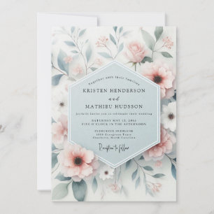 Blush Gossamer Bloom Wedding Invitation