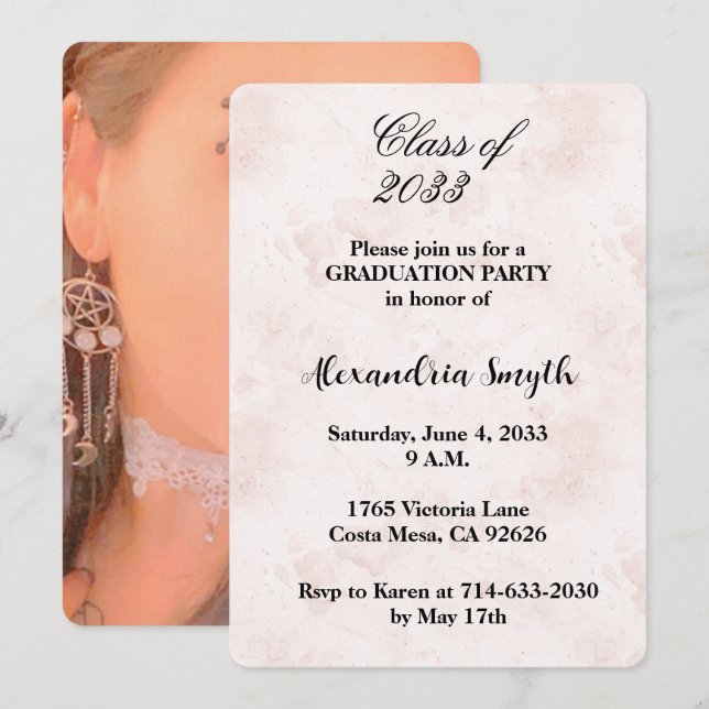 Blush Graduation Invitation (Front/Back)