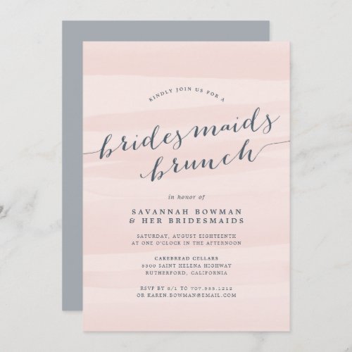Blush  Gray Bridesmaids Brunch Invitation