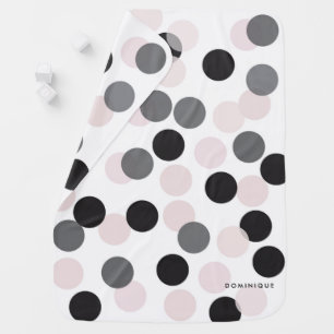 Blush & Gray Confetti Bokeh Pattern Personalized Receiving Blanket