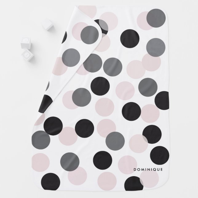 Blush & Gray Confetti Bokeh Pattern Personalized Receiving Blanket (In Situ)