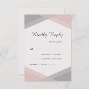 Blush gray geometric elegant modern wedding rsvp invitation