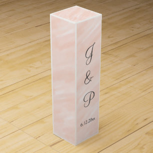 Blush Gray Monogrammed Wedding Wine Box