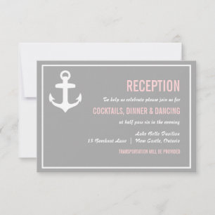 Blush & Gray Nautical Reception Card