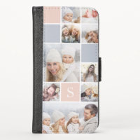 Blush & Gray Photo Collage & Monogram iPhone XS Wallet Case