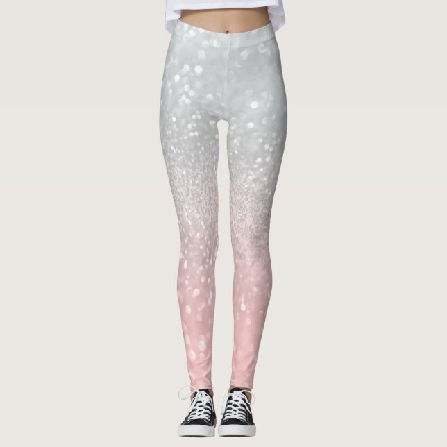 Blush Gray Princess Glitter #1a (Faux Glitter) Leggings (Front)