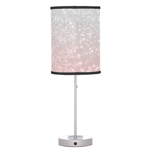 Blush Gray Princess Glitter #1a (Faux Glitter) Table Lamp (Back)