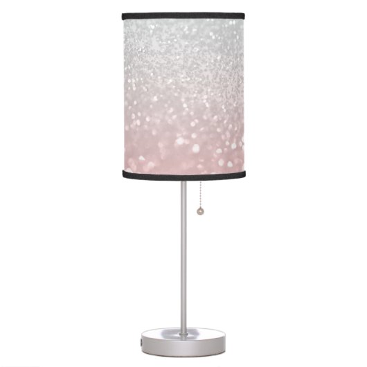 Blush Gray Princess Glitter #1a (Faux Glitter) Table Lamp (Left)