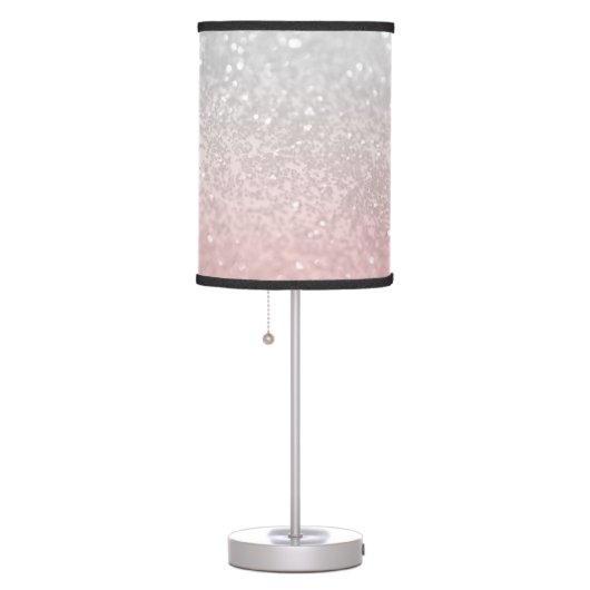 Blush Gray Princess Glitter #1a (Faux Glitter) Table Lamp (Right)