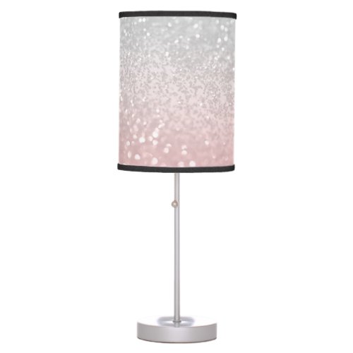 Blush Gray Princess Glitter 1a Faux Glitter Table Lamp