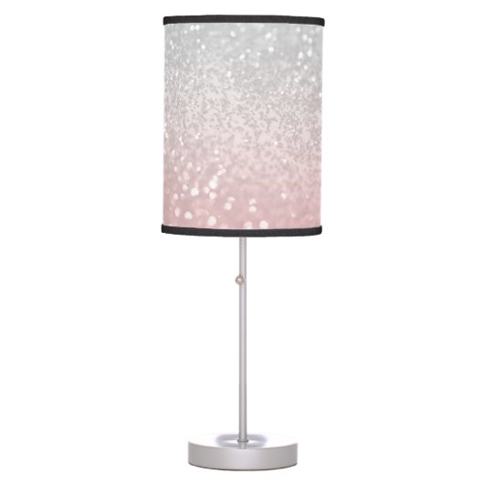 Blush Gray Princess Glitter #1a (Faux Glitter) Table Lamp (Front)