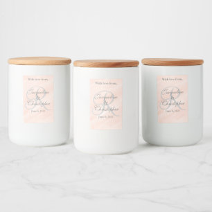 Blush Gray Wedding Monogram Thank You Food Label