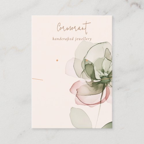 Blush Green Pink Flower Necklace Earring Display Business Card
