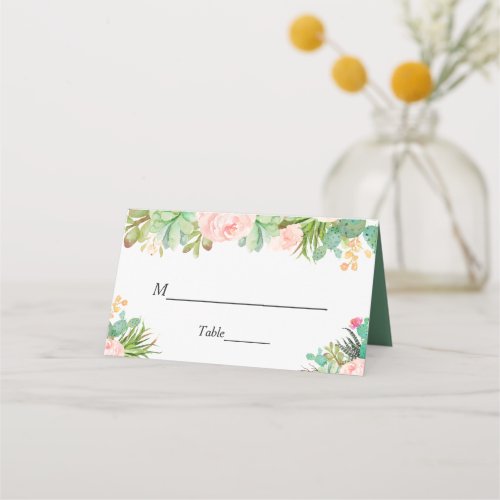 Blush Green Succulent Cactus Floral Wedding Table Place Card - Create your own Place Card with this "Blush Green Succulent Cactus Floral Wedding Table Place Card" template to match your wedding colors and style. This high-quality design is easy to customize to be uniquely yours!  
(1) For further customization, please click the "customize further" link and use our design tool to modify this template. 
(2) If you need help or matching items, please contact me.