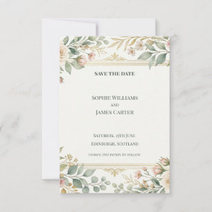 Blush Greenery Floral Save The Date Card