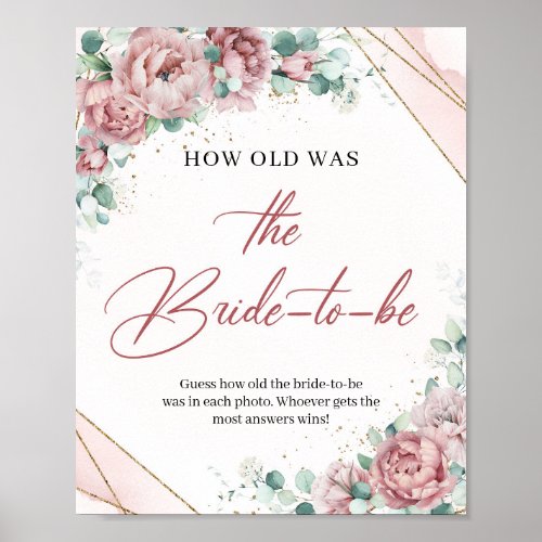 Blush greenery gold How old was the Bride_to_be  Poster