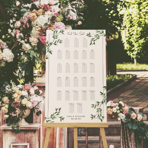 Blush  Greenery  Wedding Seating Chart Foam Board