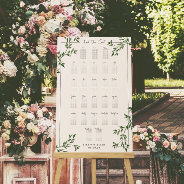 Blush & Greenery | Wedding Seating Chart Foam Board (Creator Uploaded)