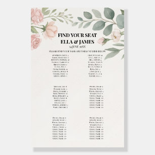 Blush Greenery Wedding Seating Chart Sign