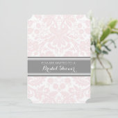 Blush Grey Damask Bridal Shower Invitation Cards (Standing Front)