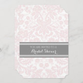 Blush Grey Damask Bridal Shower Invitation Cards (Front/Back)