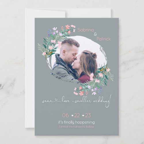 Blush_Grey Floral Paint Stroke Frame  Save The Date
