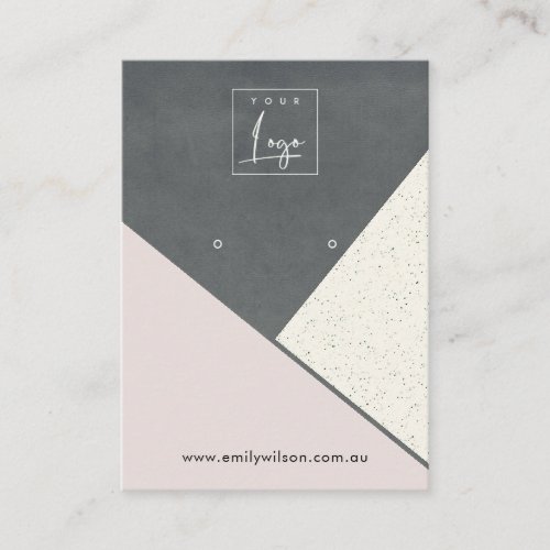 Blush Grey Leather Ceramic Earring Display Logo Business Card