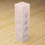 Blush Grey Monogrammed Wedding Wine Box<br><div class="desc">Soft blush pink watercolor wash wedding favors.  Personalize Bride and Grooms First Name Initials and Wedding Date in dark grey script.  Original design by TamiraZDesigns.</div>