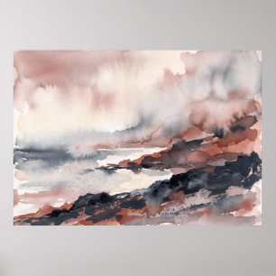 Blush Grey Storm Seascape Poster