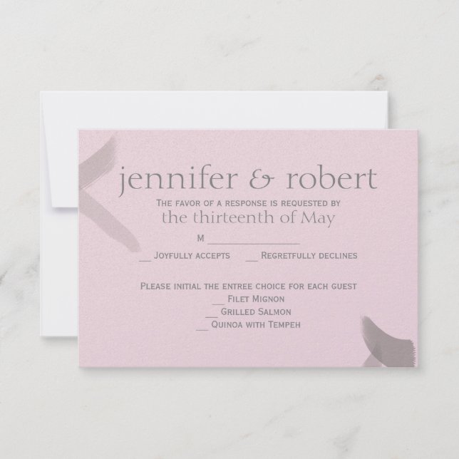 Blush Grey Stroke Metallic Wedding Response Card (Front)