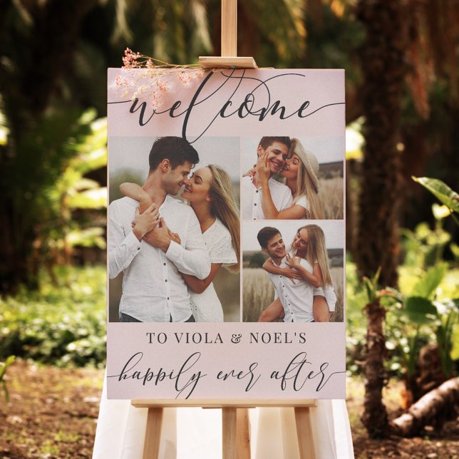 Blush Happily Ever After Photos Wedding Welcome Foam Board (Creator Uploaded)